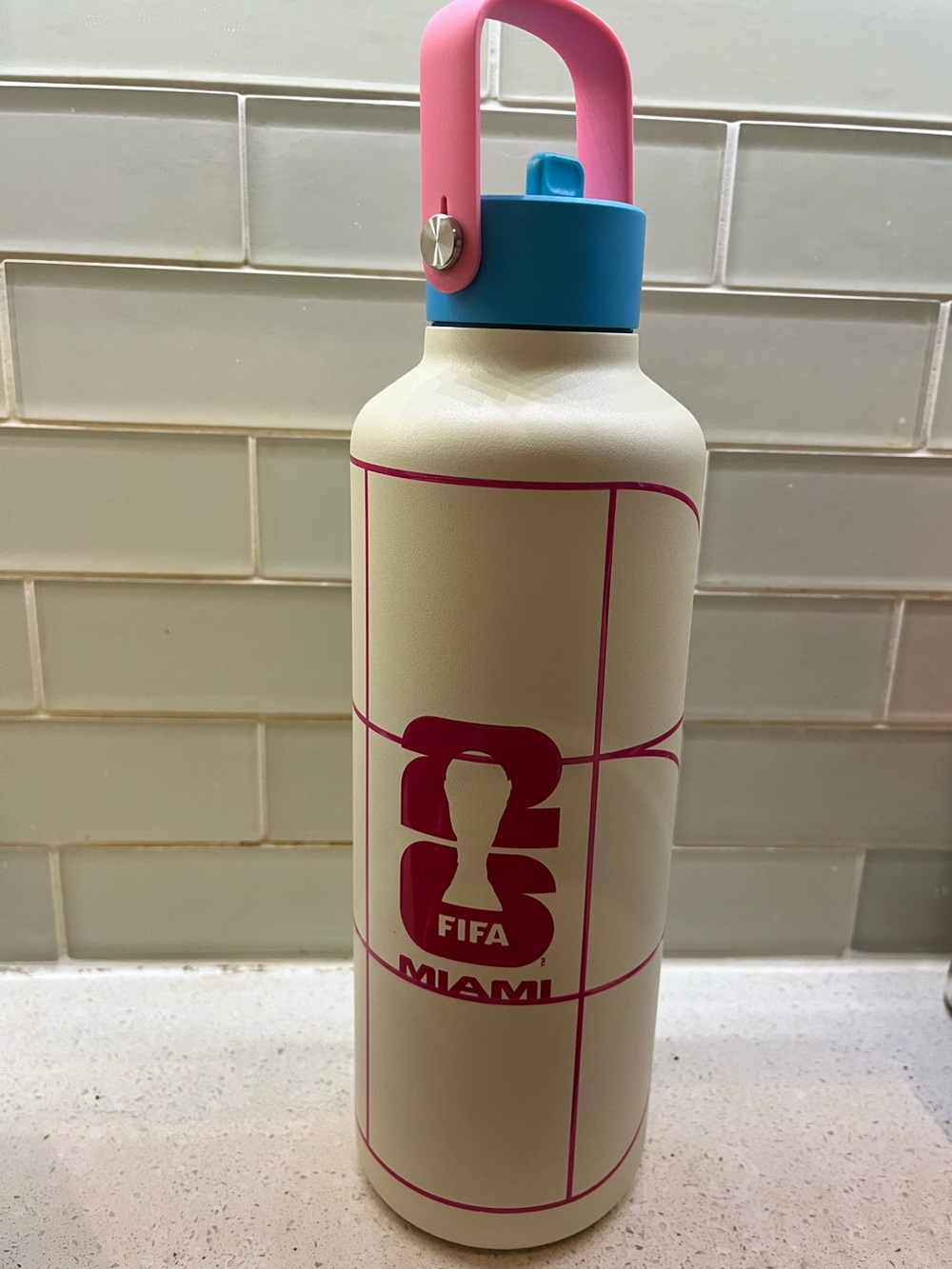 FIFA Miami Pink and Cream Insulated Water Bottle